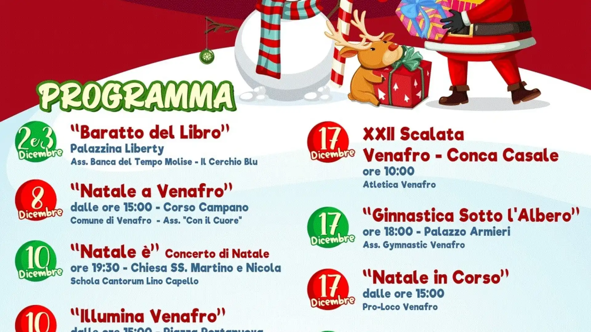 Natale a Venafro: cartellone unico del comune e delle associazioni cittadine. Eventi al via da oggi.